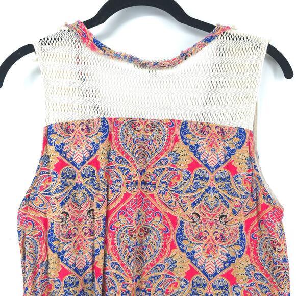 Miss Me Y2K Whimsi Boho Bright Geometric Romantic Crochet Bead Lace Lined Tank S - Picture 11 of 16